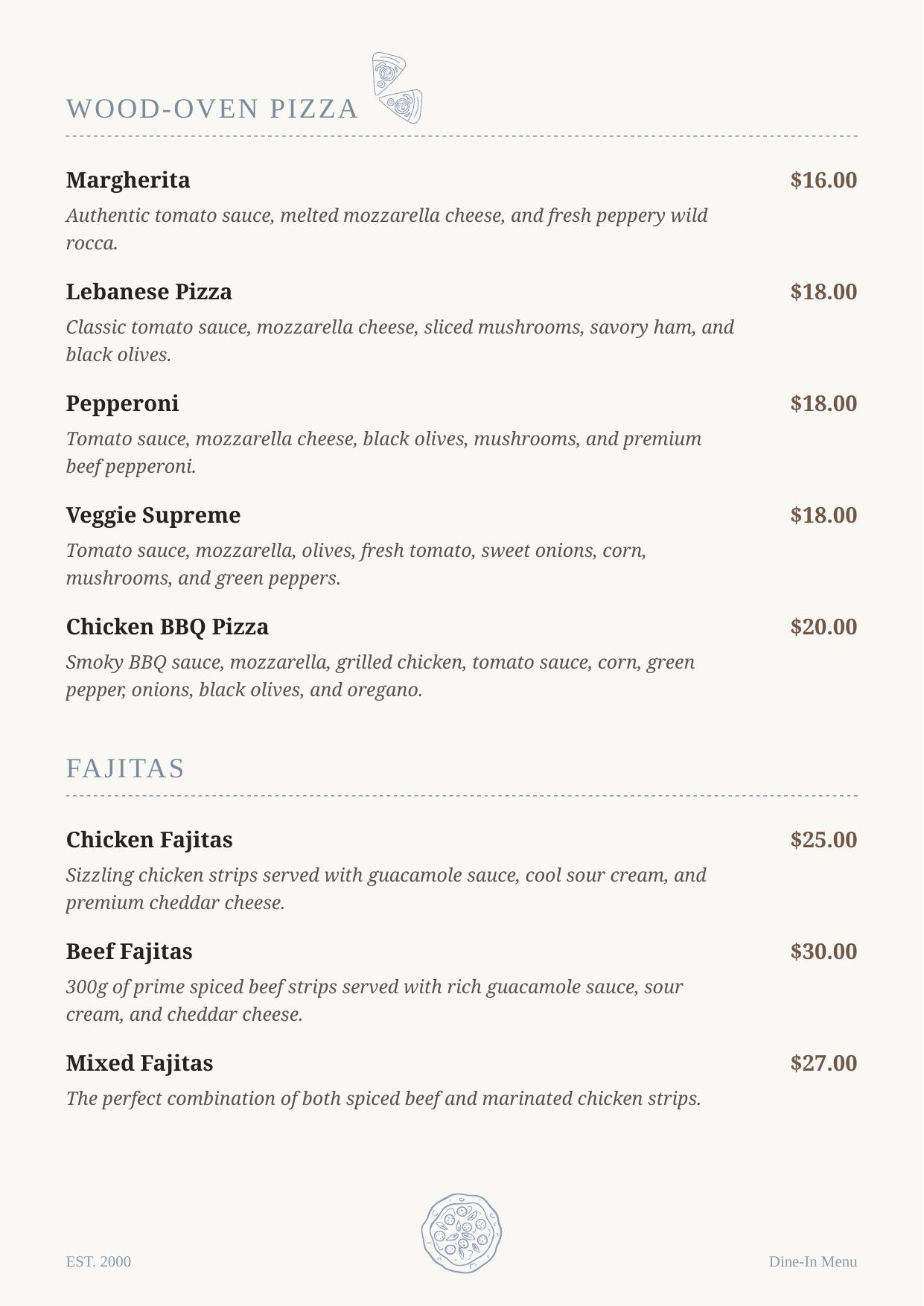 Dine-in menu page 4